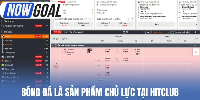 Bóng đá là sản phẩm chủ lực tại Hitclub